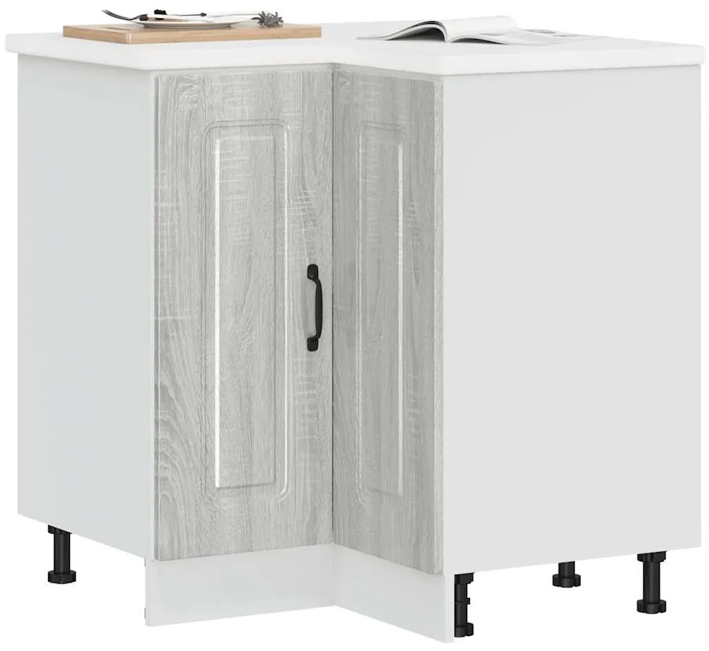 Armário baixo de canto de cozinha Kalmar sonoma cinzento