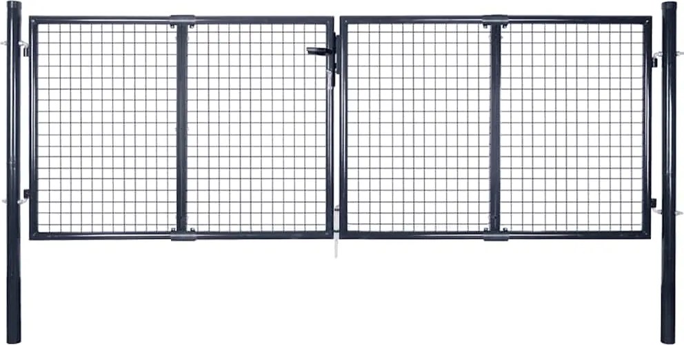 vidaXL Portão de jardim em tela de aço galvanizado 300x75 cm cinza