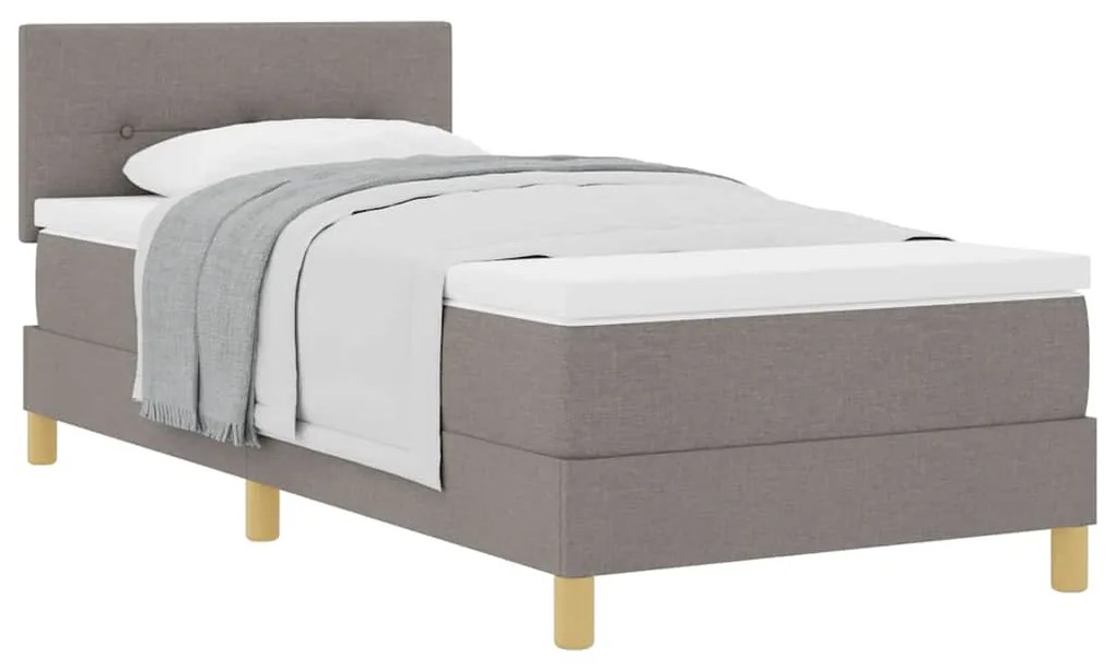 Cama Box Spring com Colchão Taupe 90x200 cm Tecido