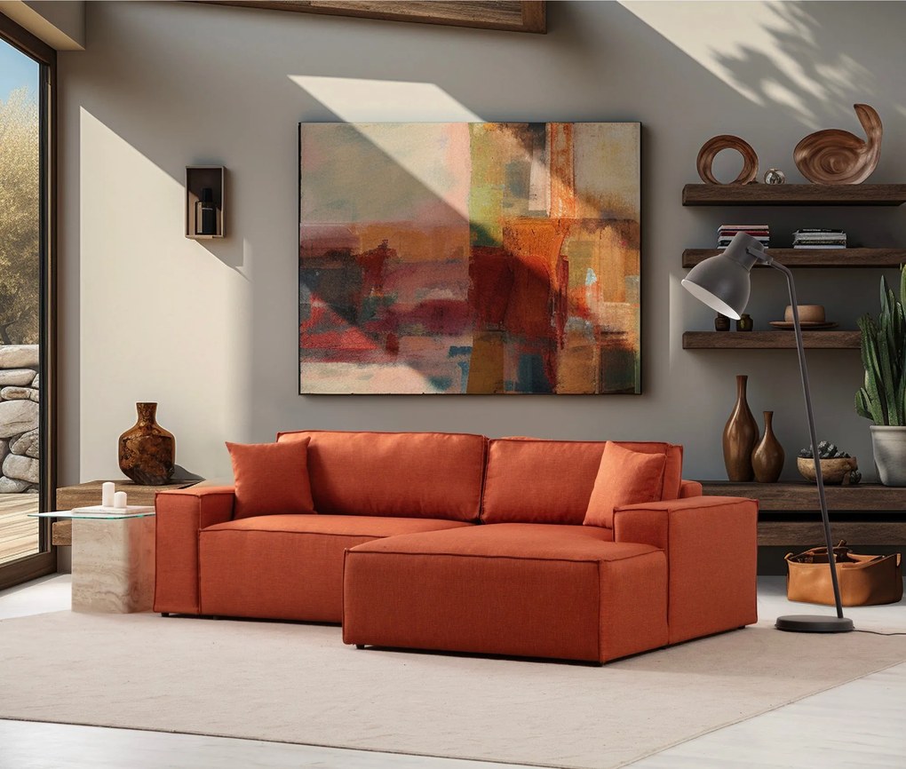 Sofá-Cama de Canto Pırlo – Laranja – 260 cm x 78 cm x 170 cm
