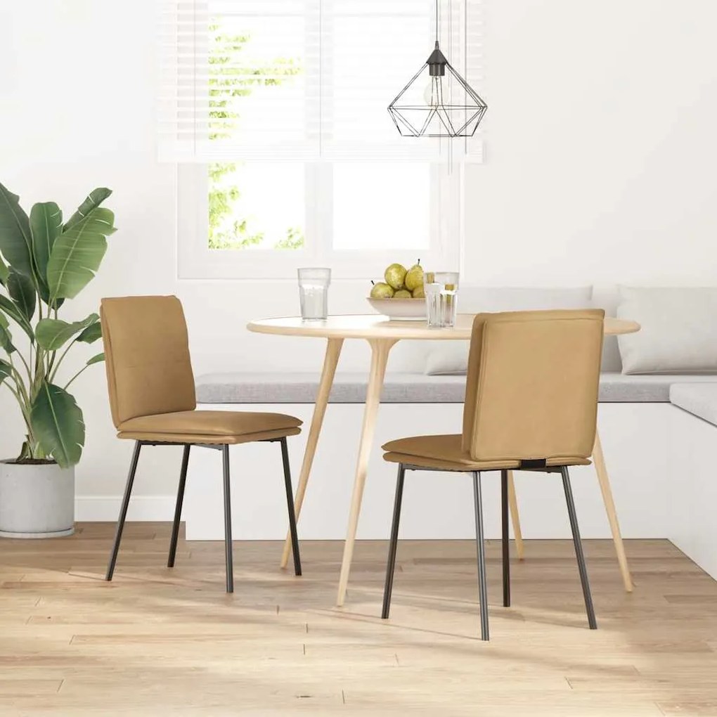 Cadeiras de jantar 2 pcs veludo castanho