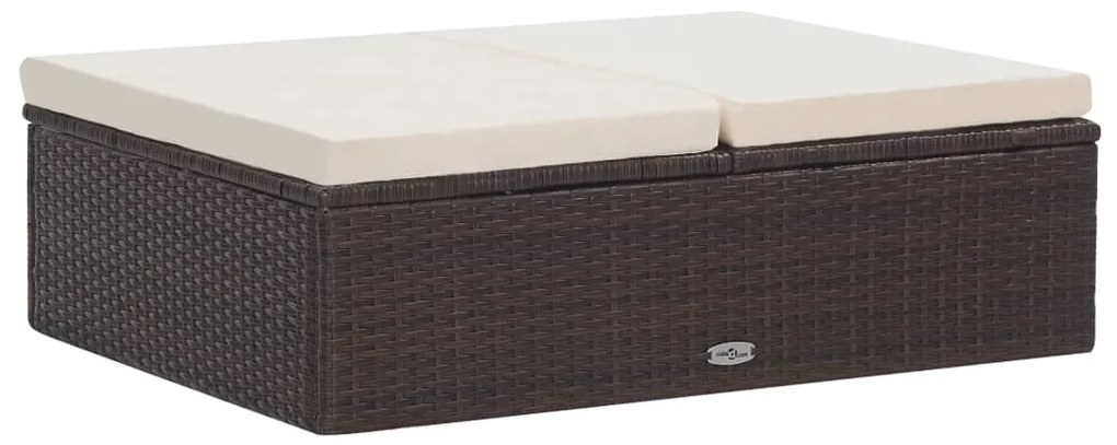 2 pcs conjunto lounge jardim c/ almofadões vime PE castanho