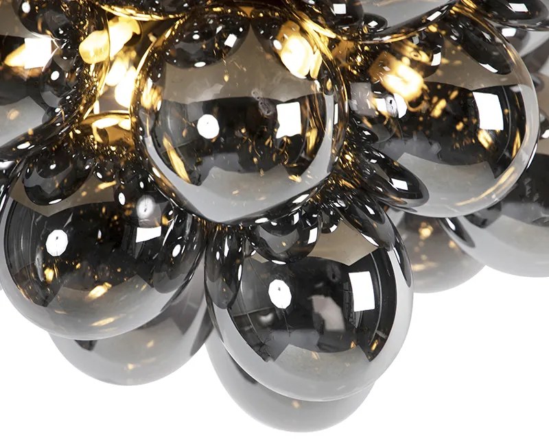 Candeeiro de teto design preto com vidro fumê 6 luzes - Uvas Art Deco,Design