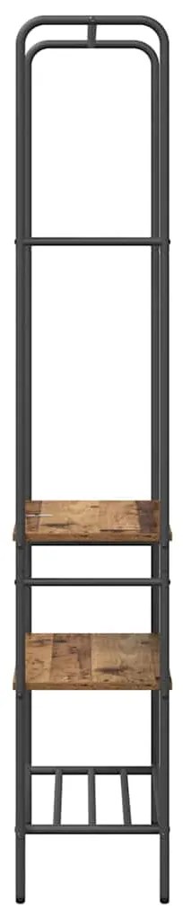 Suporte para Roupas com Prateleiras Madeira antiga