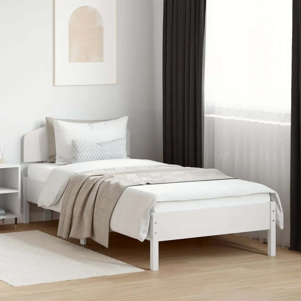 vidaXL Cama sem colchão 100x200 cm madeira de pinho maciça branco