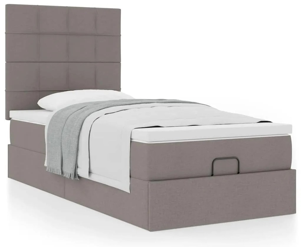 Cama otomana com colchão 100x200 cm tecido cinza