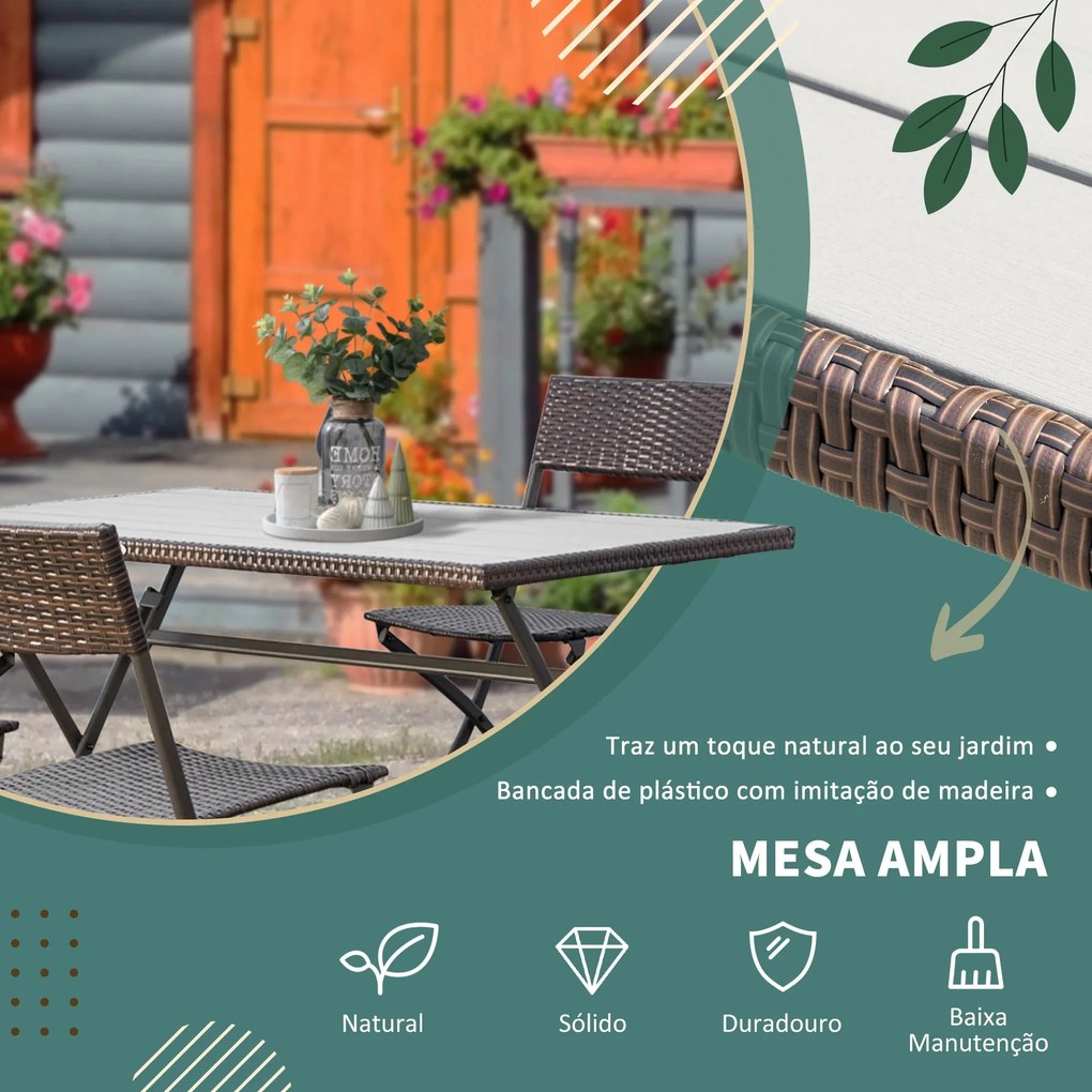 Conjunto de Refeição para Jardim – Ravello – 120x70 cm – Castanho – Vi