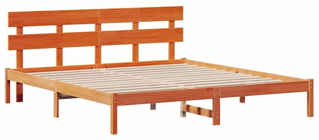 Estrado de Cama com Cabeceira Castanha de Cera 180x200 cm Madeira de P