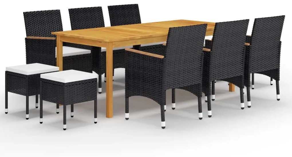 vidaXL 11 pcs conjunto de jantar para jardim preto