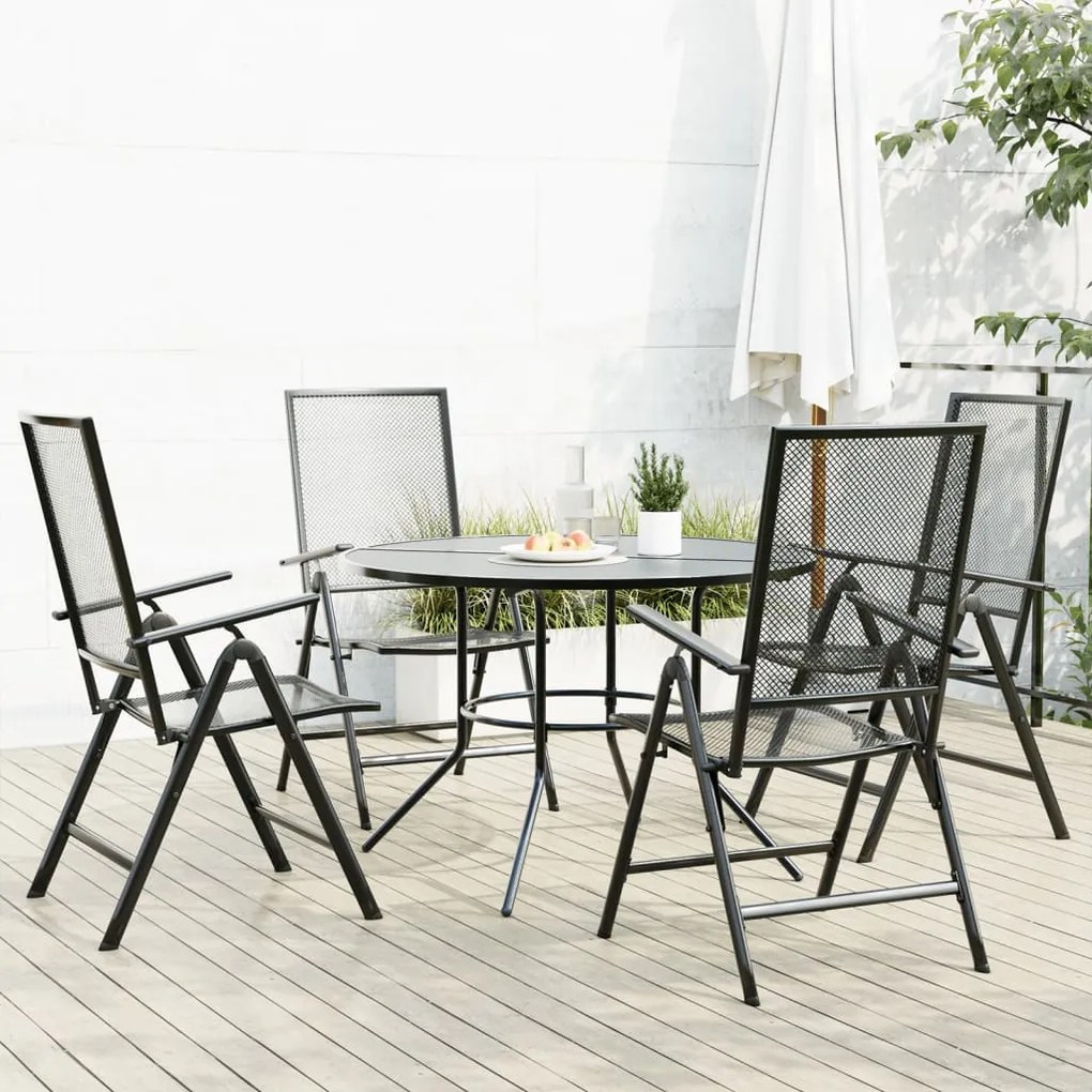 vidaXL Cadeiras reclináveis jardim 5 pcs aço revestido a pó antracite