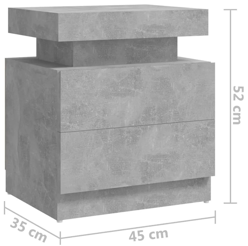 Mesa de cabeceira 45x35x52 cm aglomerado cinzento cimento