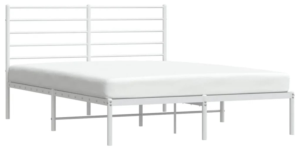 Estrutura de cama com cabeceira 140x190 cm metal branco