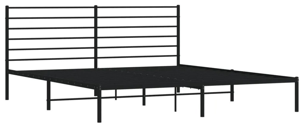 Estrutura de cama com cabeceira 200x200 cm metal preto