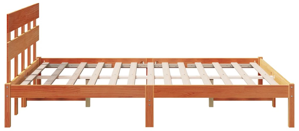 Estrado de Cama com Cabeceira Castanho Encerado 160x200 cm Madeira Sól