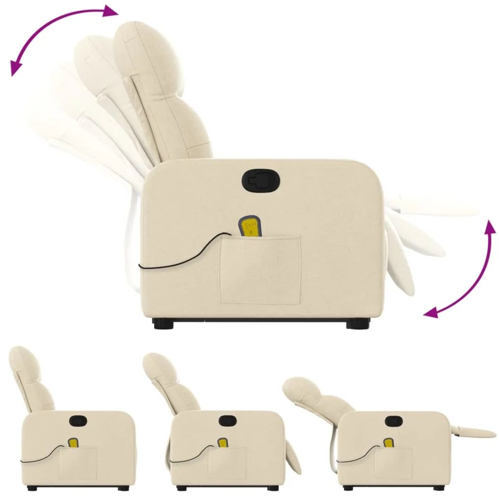 Poltrona elevatória de massagens tecido cor creme