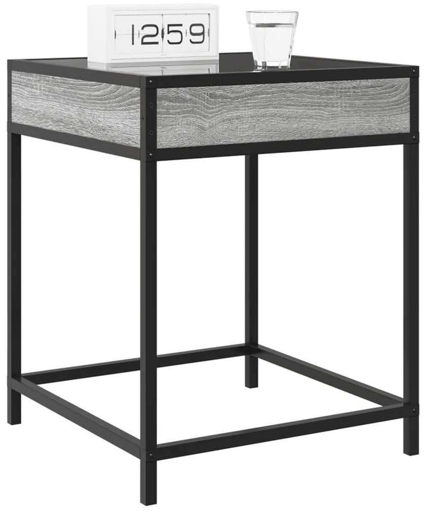 Mesa de cabeceira c/ LED Infinity 40x40x51 cm cinzento sonoma