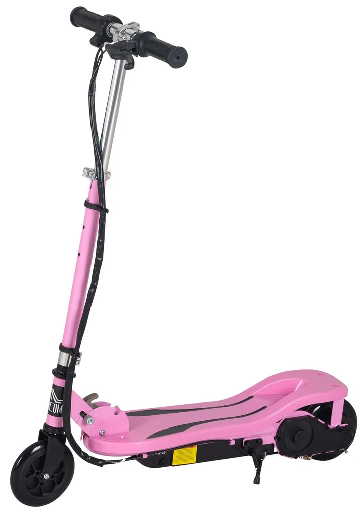 HOMCOM Trotinete Elétrico Dobrável Suporta até 50kg com Altura Ajustável Scooter Elétrica com Interruptor de Inicio e Freios 75x36x82-93cm Rosa