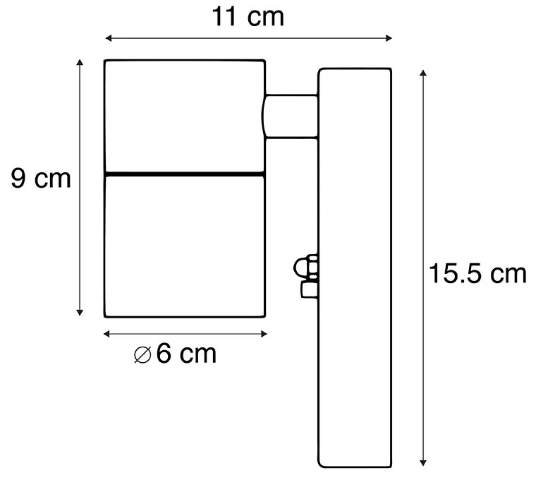 Candeeiro de parede exterior preto com sensor claro-escuro IP44 - Solo Moderno