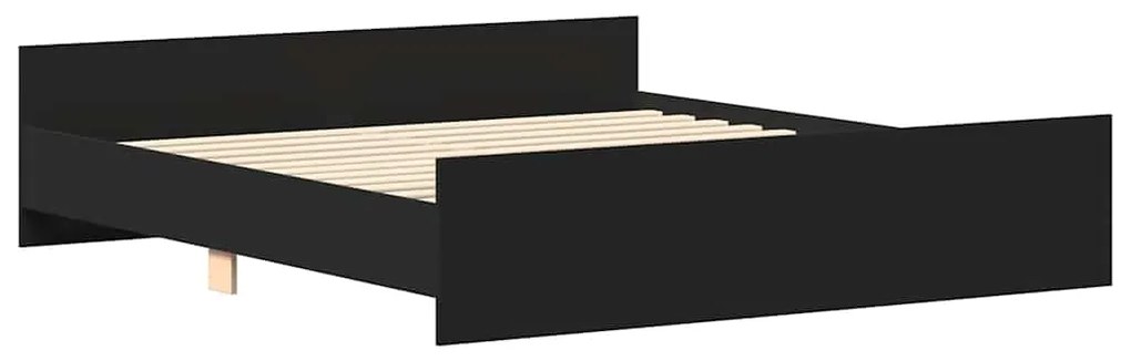 Estrutura de cama com cabeceira e apoio pés 160x200 cm preto