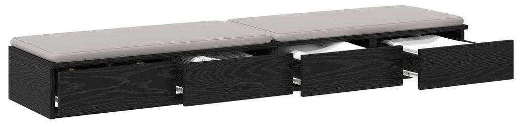 Gavetas pretas para cama VidaXL 140x36,5x16,5 cm em madeira de engenha