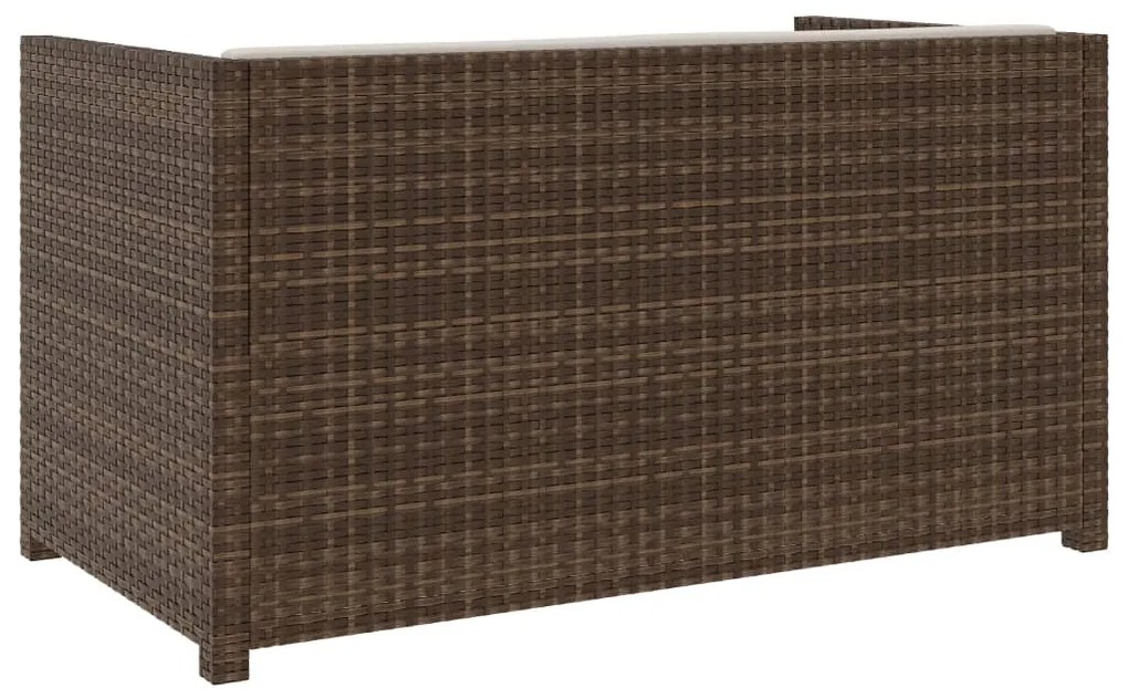 5 pcs conjunto lounge jardim c/ almofadões vime PE castanho