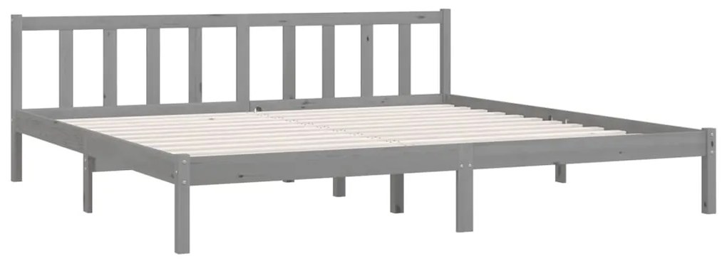Estrutura de cama 200x200 cm pinho maciço cinzento