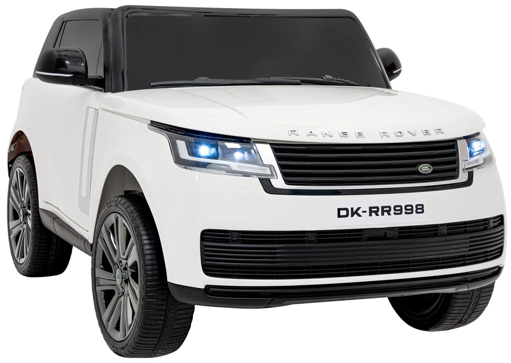 Carro elétrico para Crianças 2 Lugares Range Rover SUV Lift 12V 4x4 Rodas Espuma EVA, Assento couro ecológico Branco