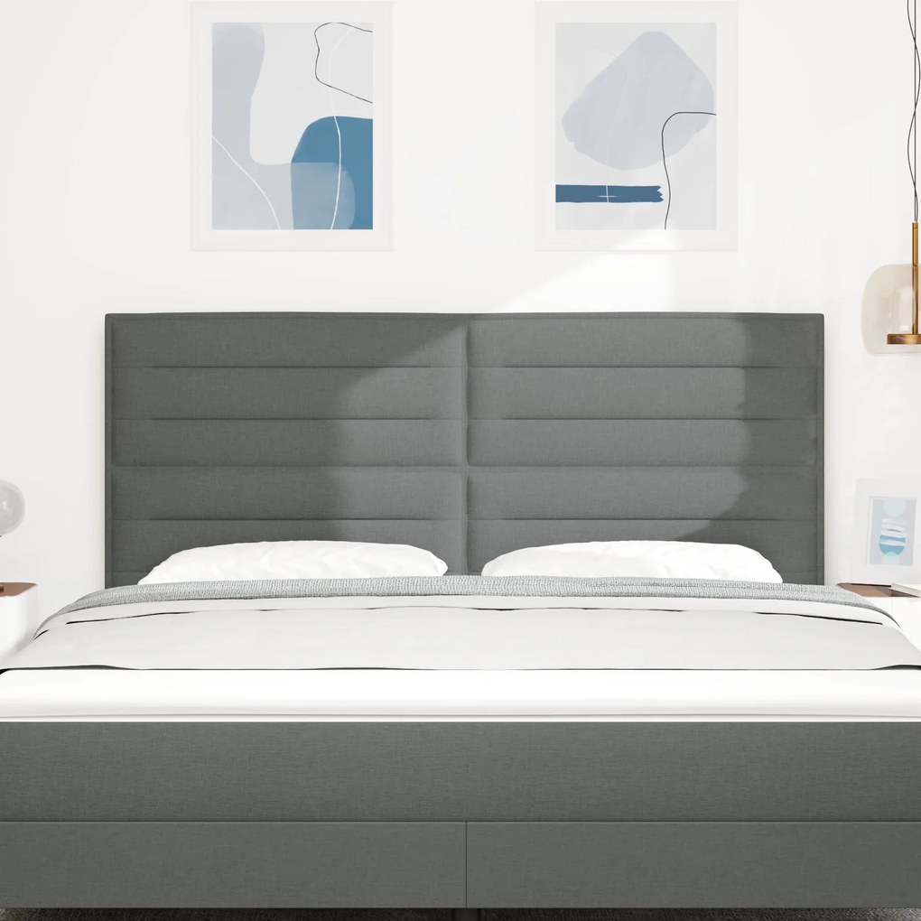 Cabeceira Design Linhas Cinza Escuro 180 cm Tecido