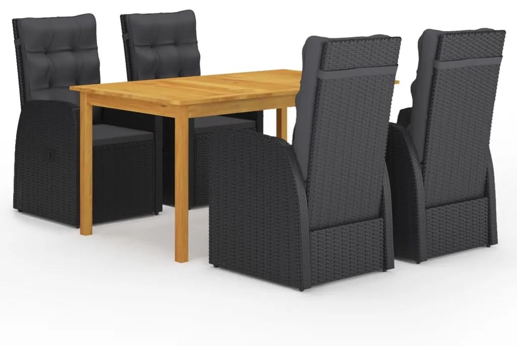vidaXL 5 pcs conjunto de jantar para jardim preto