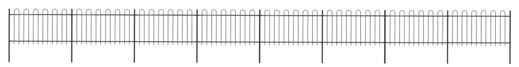 vidaXL Cerca de jardim com topo em aros 13,6x1 m aço preto