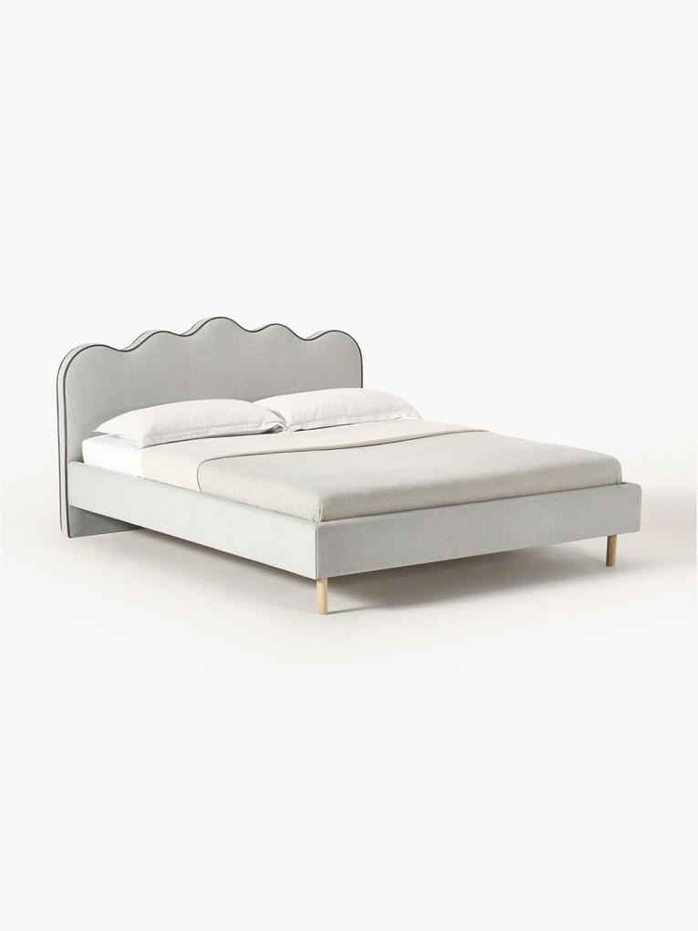 Upholstered Bed Romy with Wavy Headboard