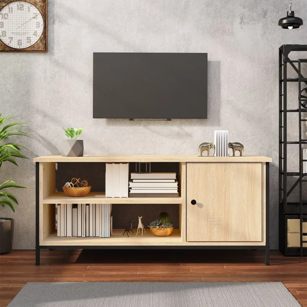 vidaXL Móvel p/ TV 100x40x45 cm derivados de madeira carvalho sonoma