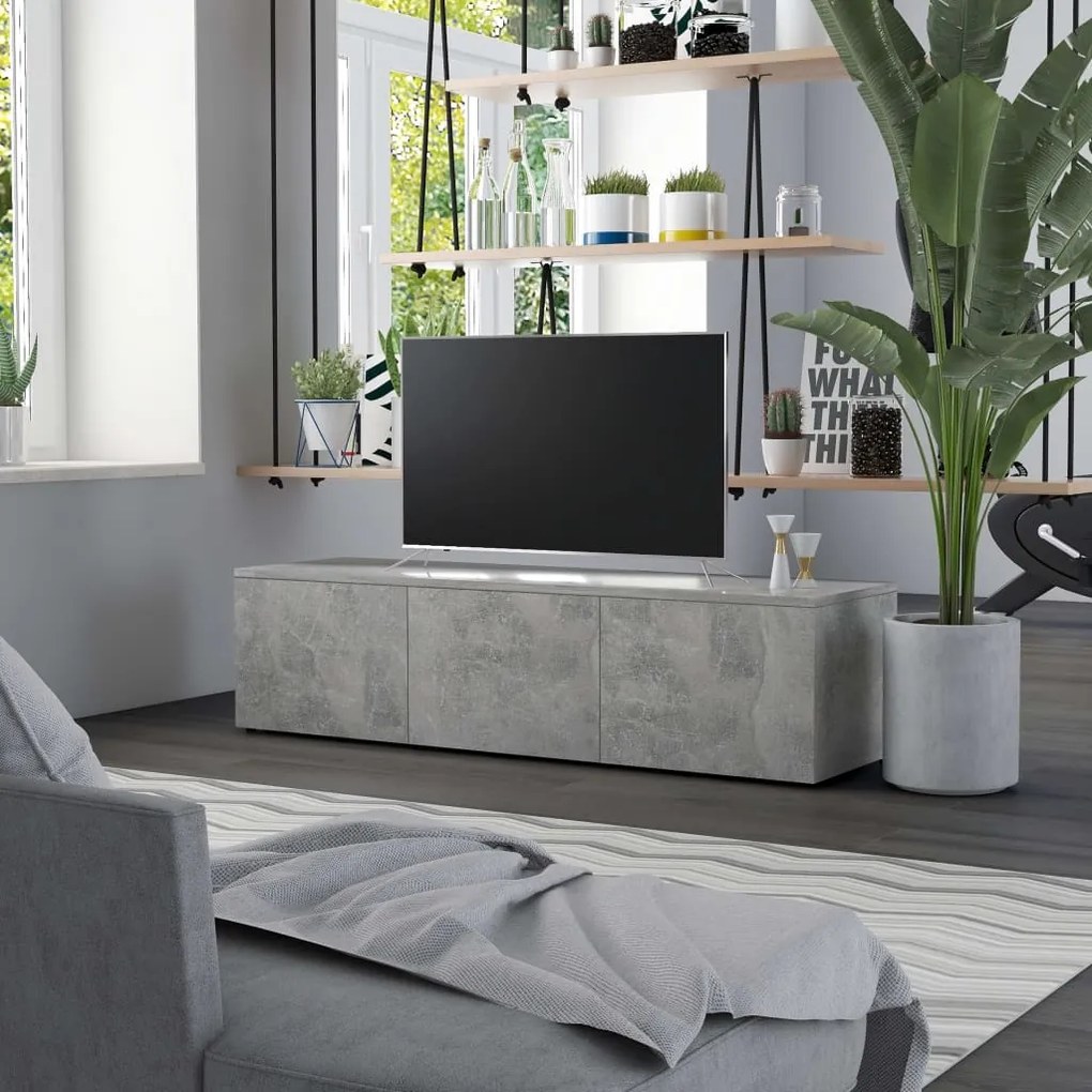 vidaXL Móvel de TV 120x34x30 cm contraplacado cinzento cimento