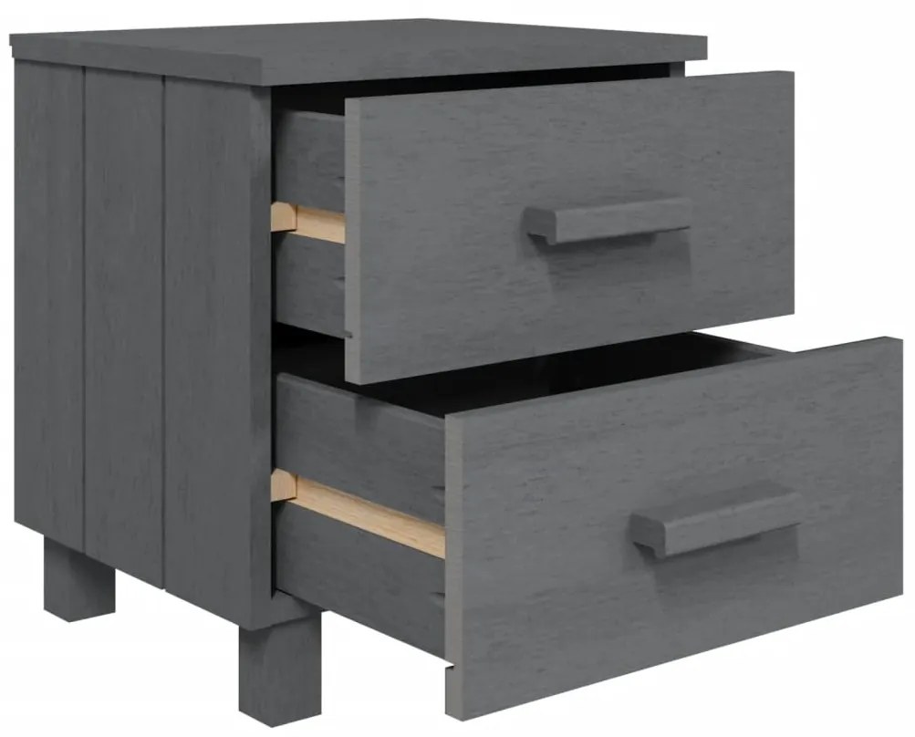 Mesas cabeceira HAMAR 2pcs 40x35x44,5 pinho maciço cinza-escuro