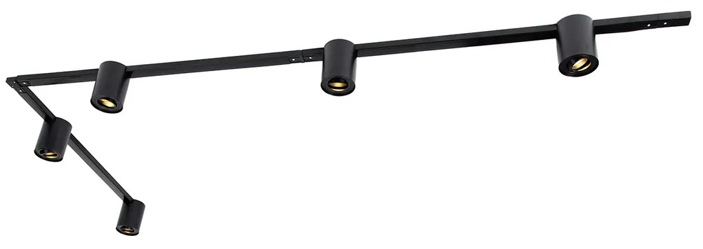 Sistema de Trilho Moderno Monofásico com 5 Focos Pretos - Rondoo Up