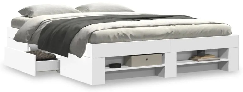 Estrutura de cama 150x200 cm derivados de madeira branco