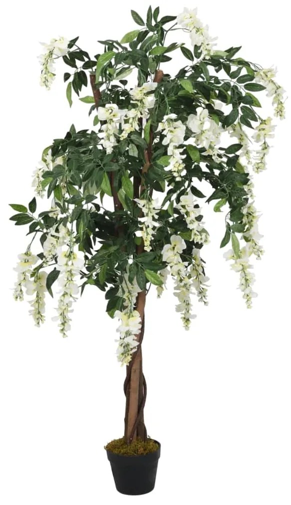 Glicínia artificial 560 folhas 80 cm verde e branco