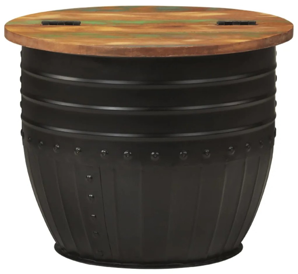 Mesa de centro 50x39,5 cm madeira recuperada maciça preto