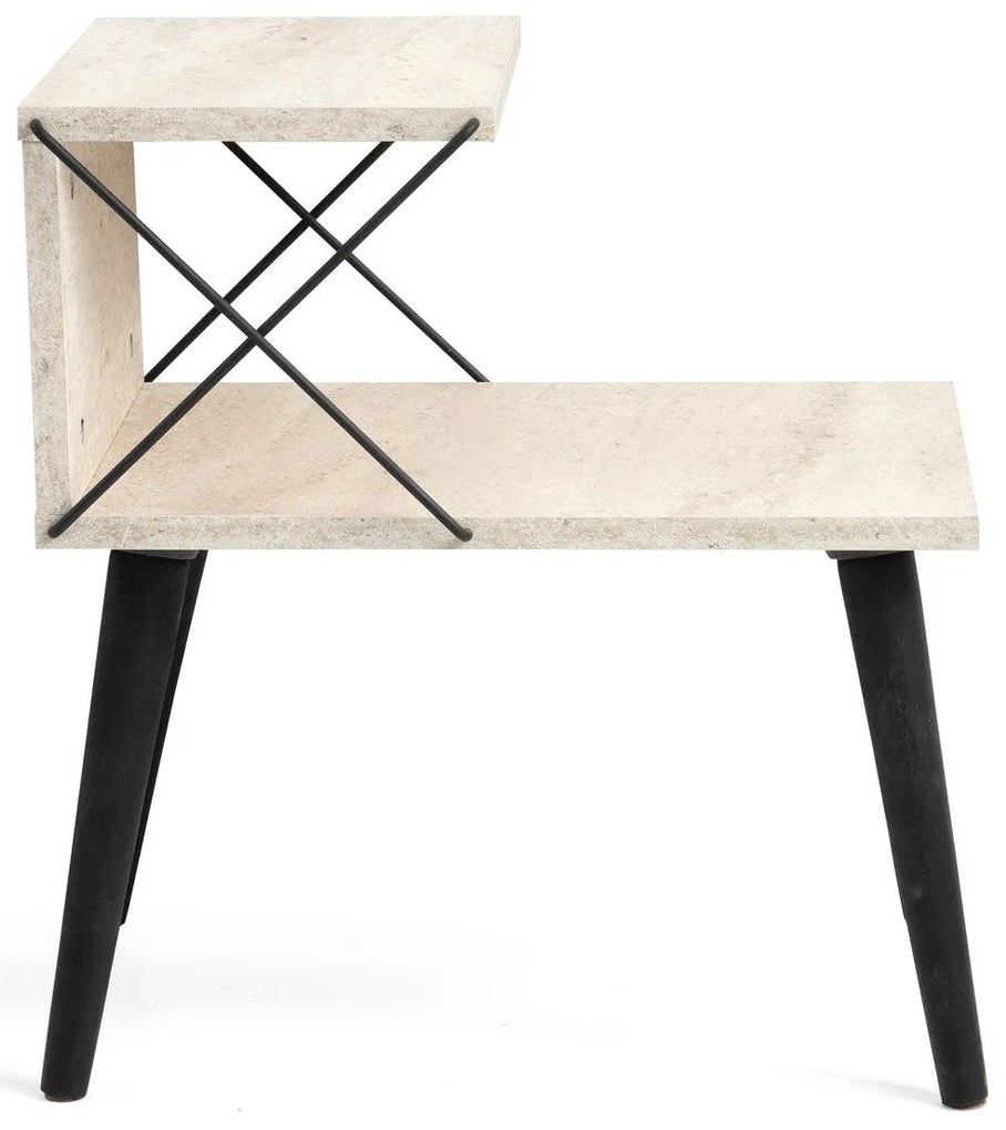 Mesa de Cabeceira Cross – Preto Travertino – 50x55x40 cm