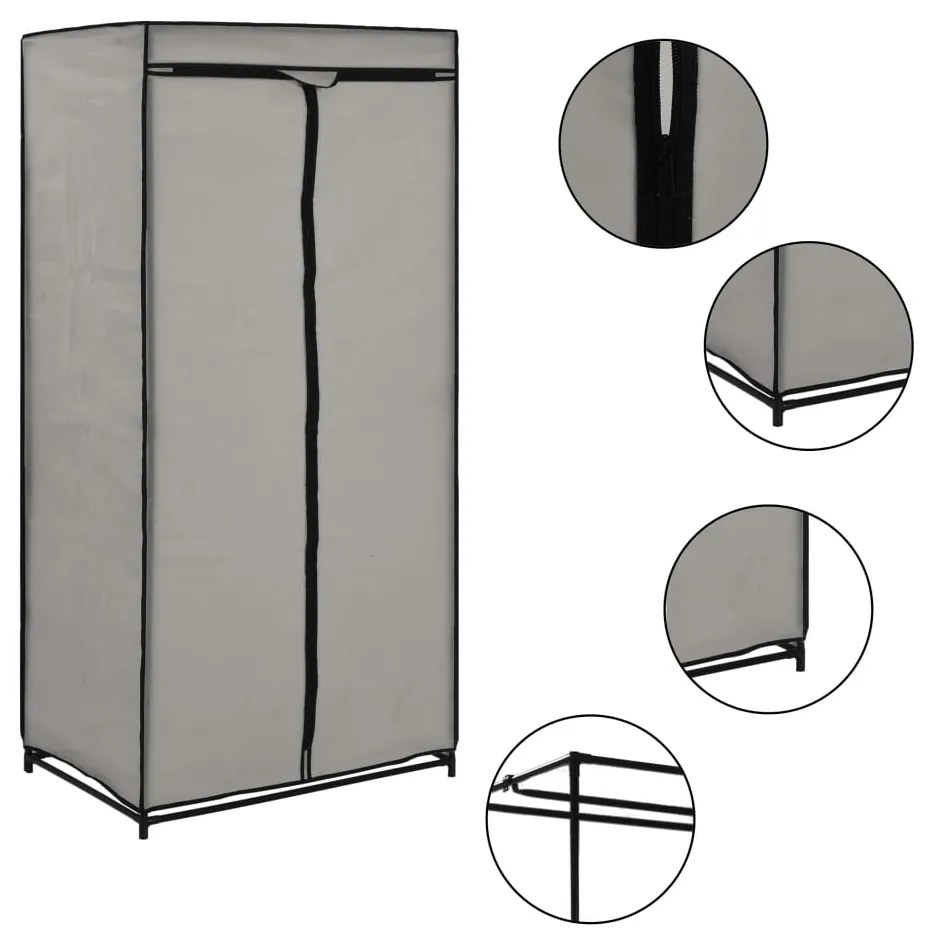 Roupeiros 2 pcs 75x50x160 cm cinzento