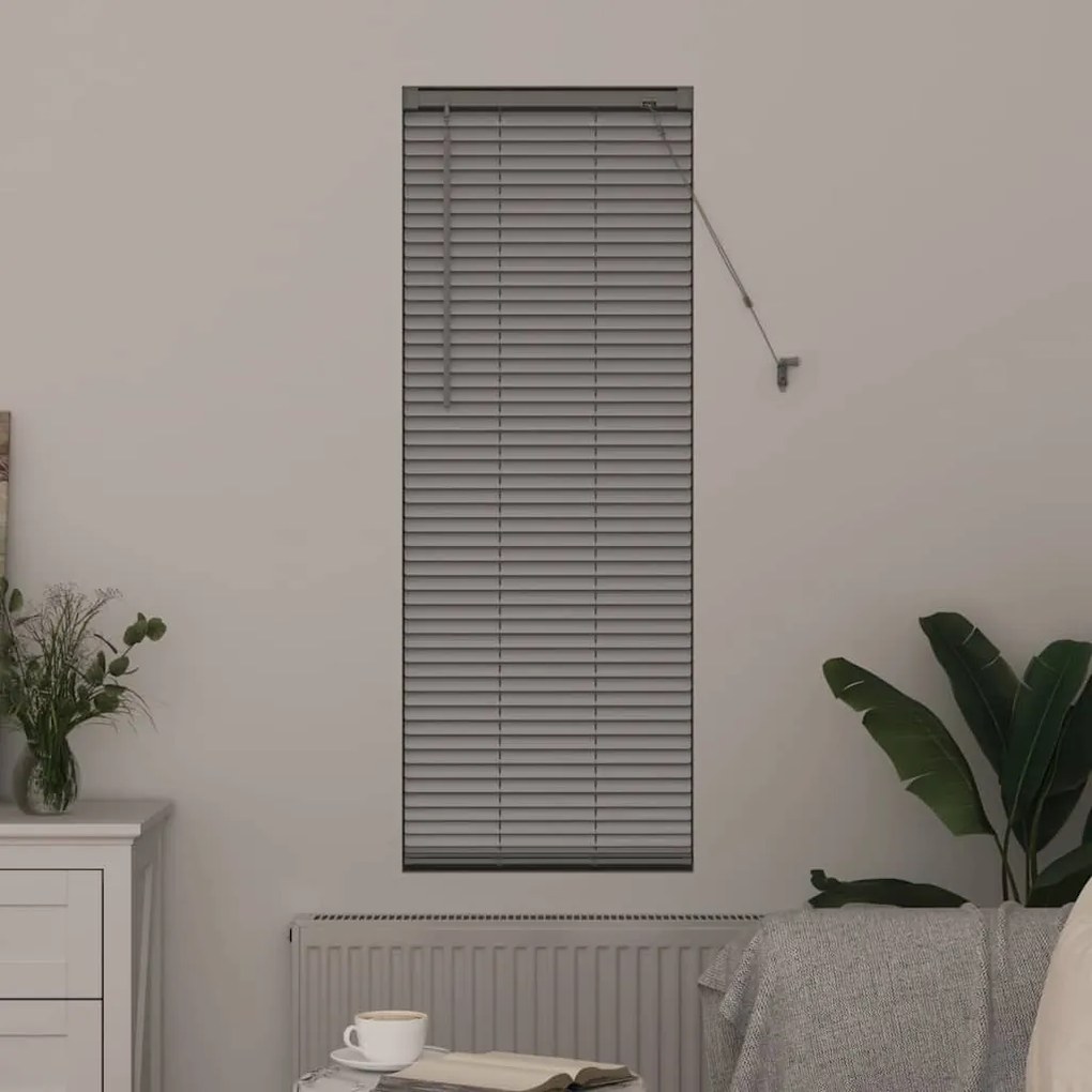 Persiana de Janela com cortinas Manual Prata 80 x 130 cm Alumínio