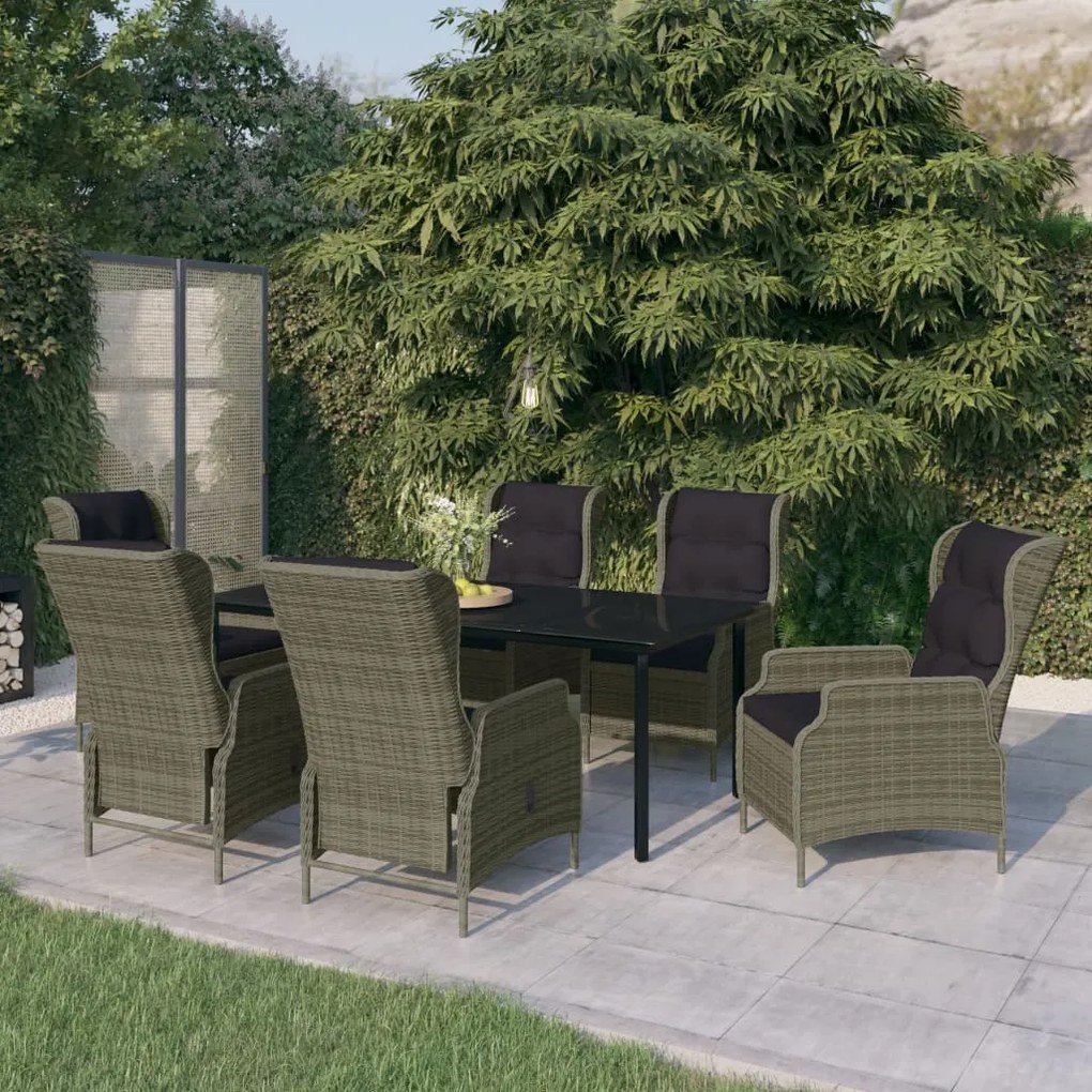 vidaXL 7 pcs conjunto de jantar para jardim castanho