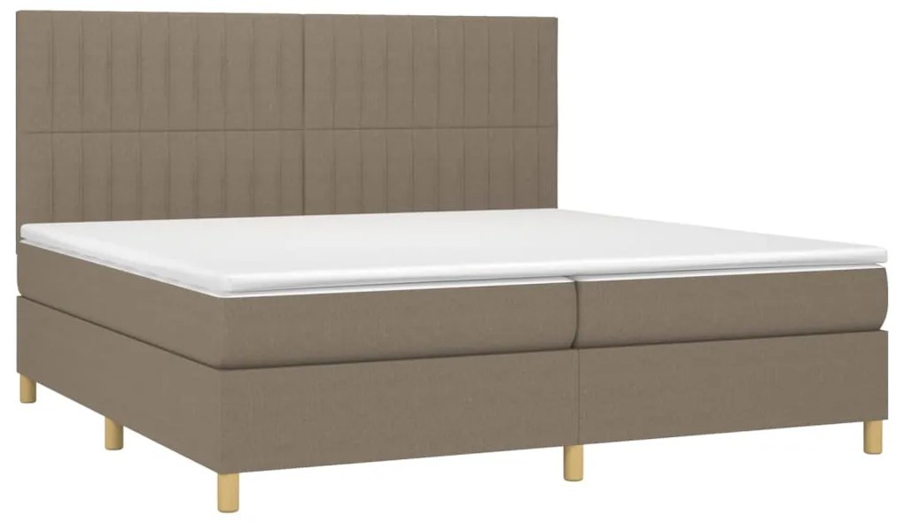 Cama com molas/colchão 200x200 cm tecido castanho-acinzentado