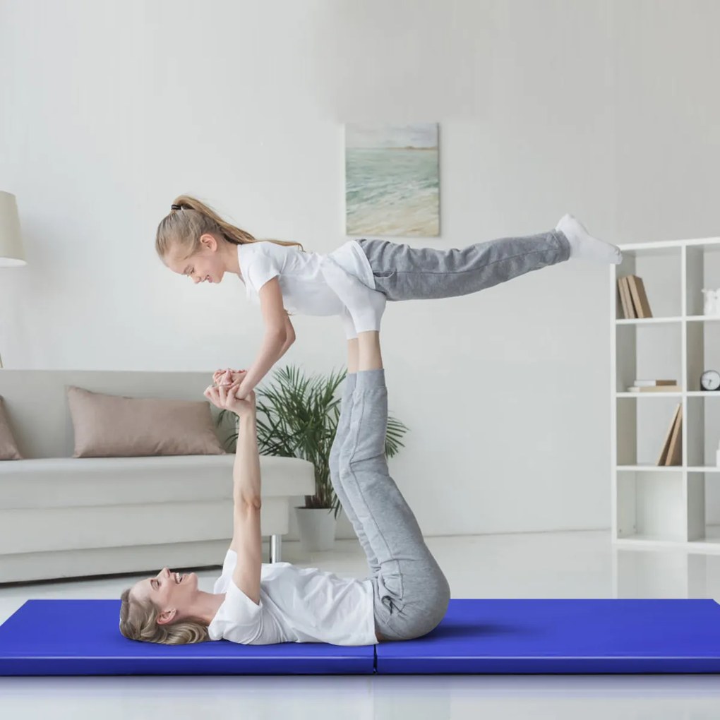Colchão de ginástica desportiva dobrável 180 x 60 x 5 cm Tapete de ioga Tapetes de fitness Azul