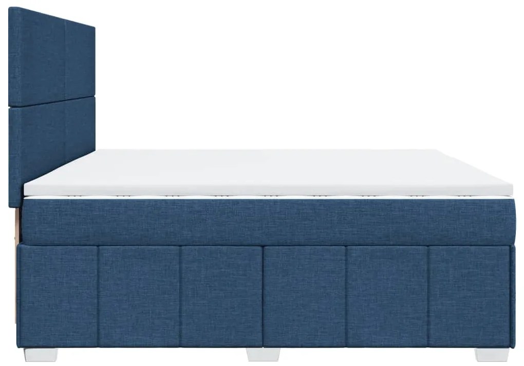 Cama com molas/colchão 200x200 cm tecido azul