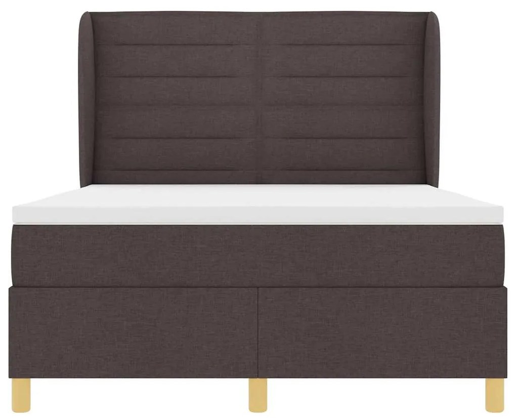 Estrutura de Cama com Colchão Marrom Escuro 140x190 cm Tecido
