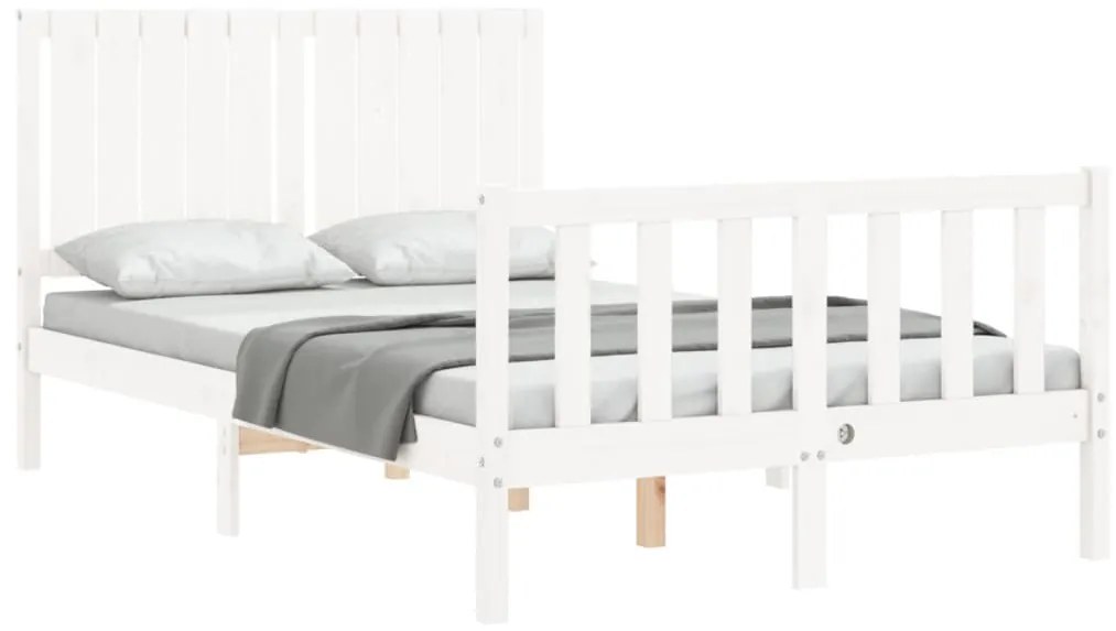 Cama sem colchão 120x200 cm madeira de pinho maciça branco