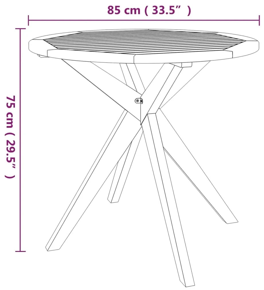 3 pcs conjunto de jantar para jardim madeira de acácia maciça