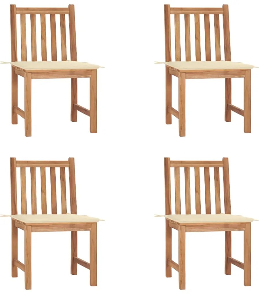 Cadeiras de jardim c/ almofadões 4 pcs madeira de teca maciça
