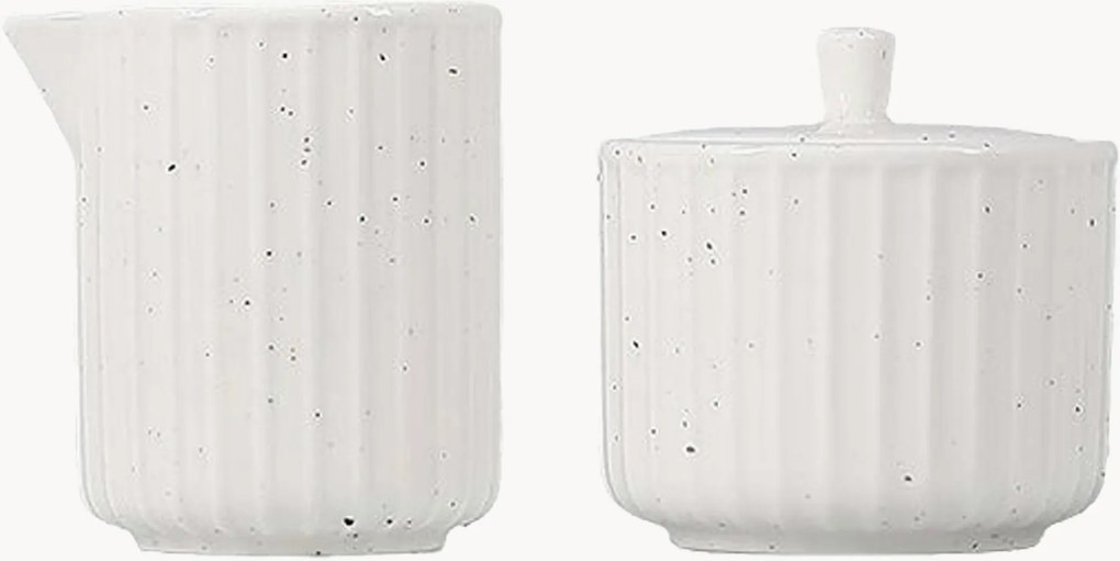 Jarro de leite e açucareiro em new bone china Ora Gloss, conjunto de 2